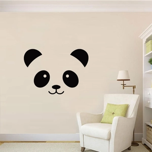 Cute panda face wall decal for children bedroom decor, creative panda smile wall sticker