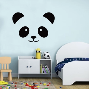 Minimalist black panda face wall sticker for children's bedroom background decoration