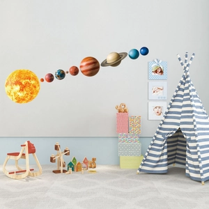 Solar System Planet Wall Stickers PVC Space Galaxy Wall Decals For Kids Bedroom Classroom Decor Educational Sun Earth Planet