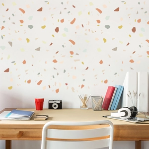 Modern terrazzo wall stickers with colorful geometric stones for creative home DIY decor