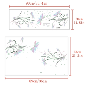Floral vine wall decals with soft purple flowers and green leaves for home decoration