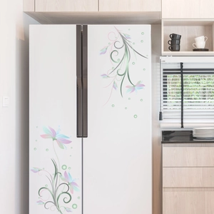 Elegant Floral Vine PVC Wall Stickers For Fridge Cabinet Glass Removable Waterproof Art Decals For Home Kitchen Decoration