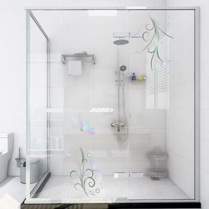 Elegant purple floral vine glass stickers for bathroom cabinets and window decoration