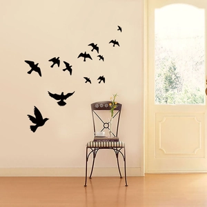 Adesivo da Parete Silhouette Uccelli in Volo Decalcomanie in PVC Rimovibili per Soggiorno Camera da Letto Sfondo TV Casa