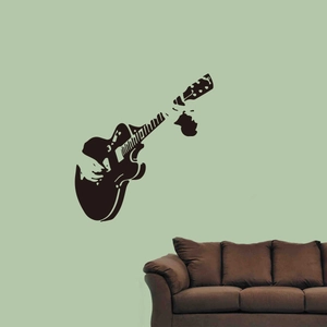 Guitarist silhouette wall sticker decor for creative living room and music cafe interior