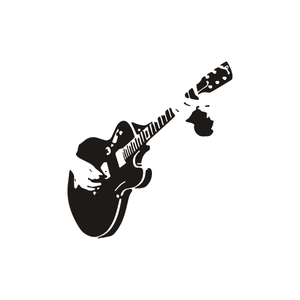 Creative black guitar player silhouette wall sticker for music themed room decoration