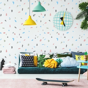 Creative stone texture wall decal with colorful terrazzo pattern for living room decor