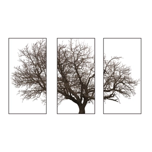 Detailed close-up showing the intricate grey tree branch patterns of the 3-piece wall art set