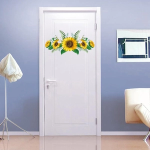Floral sunflower PVC wall sticker decoration for living room and bedroom doors