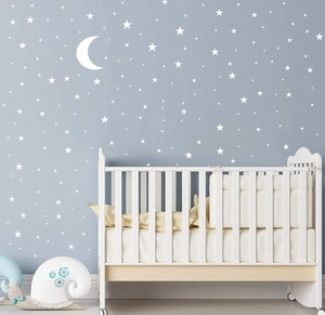 Creative Moon Stars Wall Stickers DIY Self Adhesive PVC Decals For Kids Room Nursery Bedroom Home Kindergarten Wall Decor