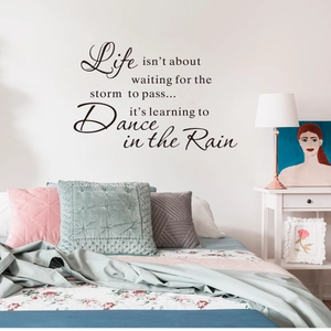 Vinilo decorativo negro moderno con frase Life isn't about waiting for the storm para la pared