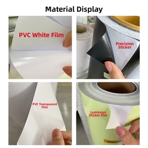 Detailed view of PVC white film, carved sticker, transparent and luminous film textures