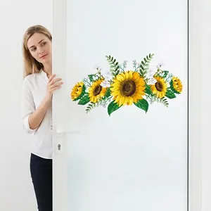 Sunflower Floral Wall Sticker PVC Waterproof Self Adhesive Decal For Living Room Bedroom Kitchen Cabinet Home Decor