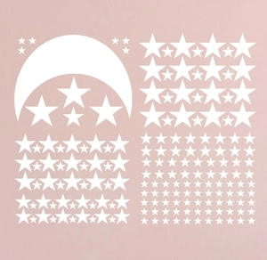 Detailed sheet of star and moon wall stickers for kids' room DIY decoration