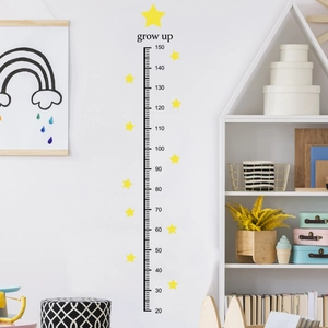 Children's star height chart wall sticker with grow up text for nursery decor
