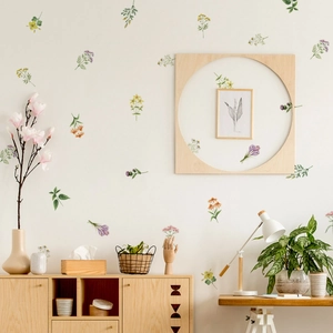 Watercolor Wildflower Plant Wall Stickers PVC Ins Style DIY Floral Decals For Living Room Bedroom Background Home Decoration
