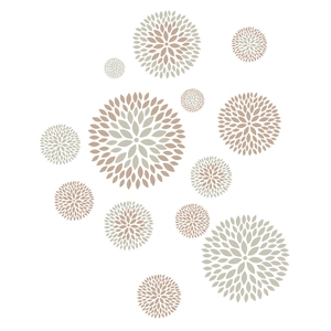 Mandala style hydrangea wall decal set in Morandi colors for living room decor