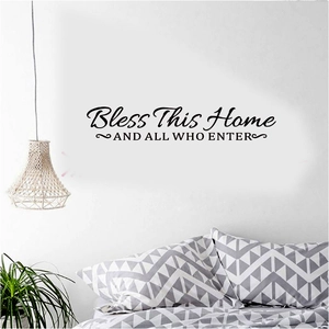 Adesivo murale nero Bless This Home AND ALL WHO ENTER per decorazione del soggiorno