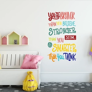 Sticker mural coloré avec citation inspirante pour décoration de chambre d'enfant