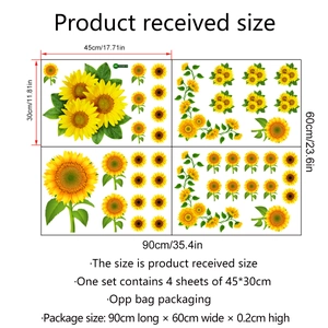 Self-adhesive sunflower wall decals made of PVC for living room and bedroom decor