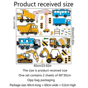 Spécifications de taille pour stickers muraux de véhicules de chantier en PVC