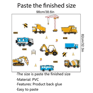 Détails des autocollants muraux en PVC pour camions de chantier, dimensions et mise en page