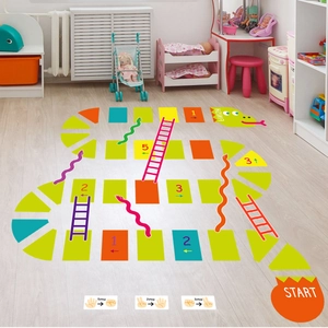 Autocollant de Sol Jeu Serpents Et Échelles Dessin Animé Imperméable PVC Éducatif Décalcomanie de Sol pour Chambre d'Enfants
