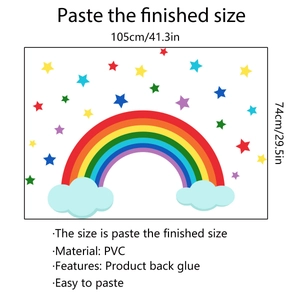 Detail der PVC Wandtattoo mit Regenbogen und Sternen in 105x74cm für das Kinderzimmer
