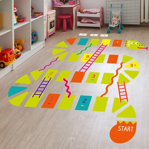 Stickers de sol Jeu de l'oie pour chambre d'enfant, autocollants éducatifs en PVC coloré