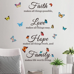 Stickers muraux inspirants avec papillons colorés pour décoration de salon moderne