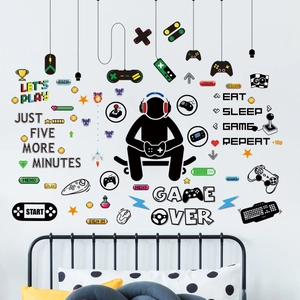 Selbstklebende Gaming-Wandtattoos mit Gamecontroller-Symbolen für Jungenzimmer-Deko
