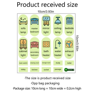 Luminous self-adhesive switch label stickers set for home lighting and appliances