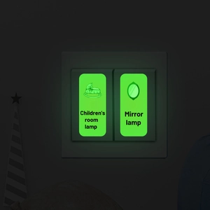 Glow in the dark light switch stickers with children's room and mirror lamp labels