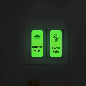 Luminous wall stickers for kitchen and porch light switches with glowing icon labels