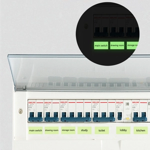 Luminous self-adhesive switch labels for home organization with glow in the dark effect