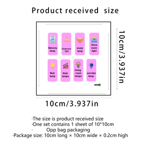 Glow-in-the-dark wall switch stickers with English labels for living room and bedroom