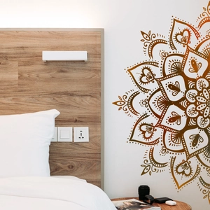Mandala Lotus Wandtattoo PVC Abnehmbar Selbstklebend Geometrisch Blumen Wandaufkleber Für Schlafzimmer Wohnzimmer Deko