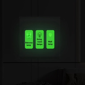 Luminous light switch stickers for balcony, living room and wall lamps in glowing green