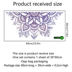 Detailansicht lila Mandala Wandaufkleber mit Größenangaben 30x60cm aus PVC-Material