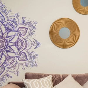Lila Lotus-Mandala-Wandtattoo für Wohnzimmer und Schlafzimmer Hintergrunddekoration