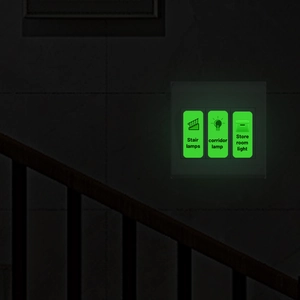 Luminous wall stickers showing glowing Stair, Corridor and Store room icons in the dark