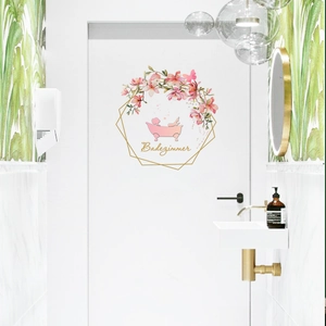 Sticker mural floral pour salle de bain avec illustration de baignoire et texte Badezimmer
