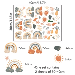 Nordic boho rainbow and sun PVC wall stickers set of two for kids room wall decoration