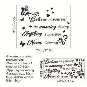 Inspirational 'Believe in Yourself' wall decal with butterflies for home decoration