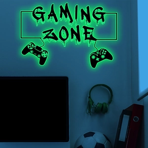 Luminous Gaming Zone Wall Sticker Glow In The Dark PVC Game Controller Decorative Decal For Bedroom Living Room Game Room