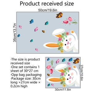 Double-sided bunny and butterfly window decals for spring glass decoration