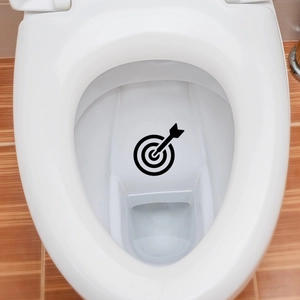 Target-themed bathroom toilet sticker for potty training, black arrow decal on white ceramic