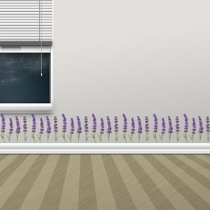 Removable lavender wall stickers for home decoration featuring purple flowers and green leaves