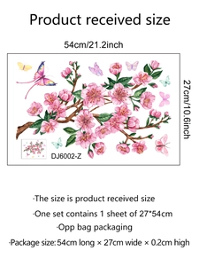 Adesivi elettrostatici per vetri con rami di fiori di prugno rosa e farfalle colorate