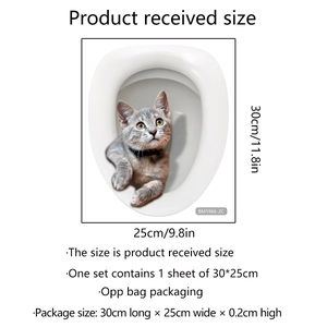 Adesivo 3D gattino per tazza WC e decorazione parete bagno dimensione 30x25cm